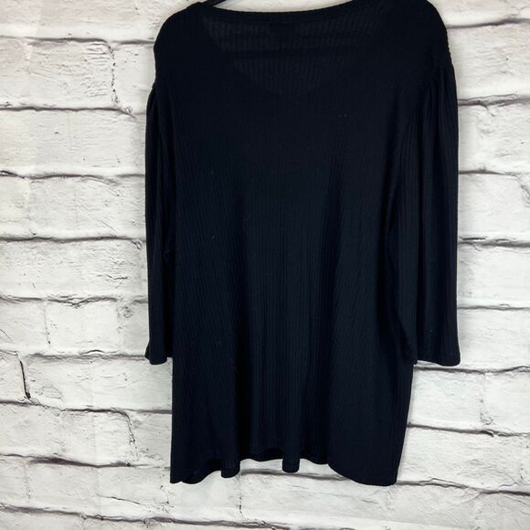 Torrid Women's Plus Size 4 Black 3/4 Sleeve Henley Button-Up Top - Picture 8 of 8